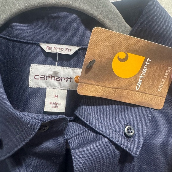 NWT Carhartt Men's Navy Casual Button Down Shirt - Picture 3 of 7